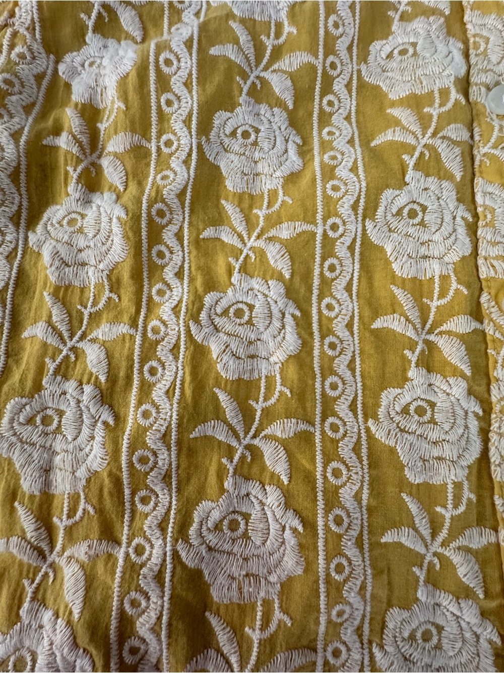 Pilcro by Anthropologie Yellow Embroidered Cotton Button Front Blouse XL - Picture 9 of 11